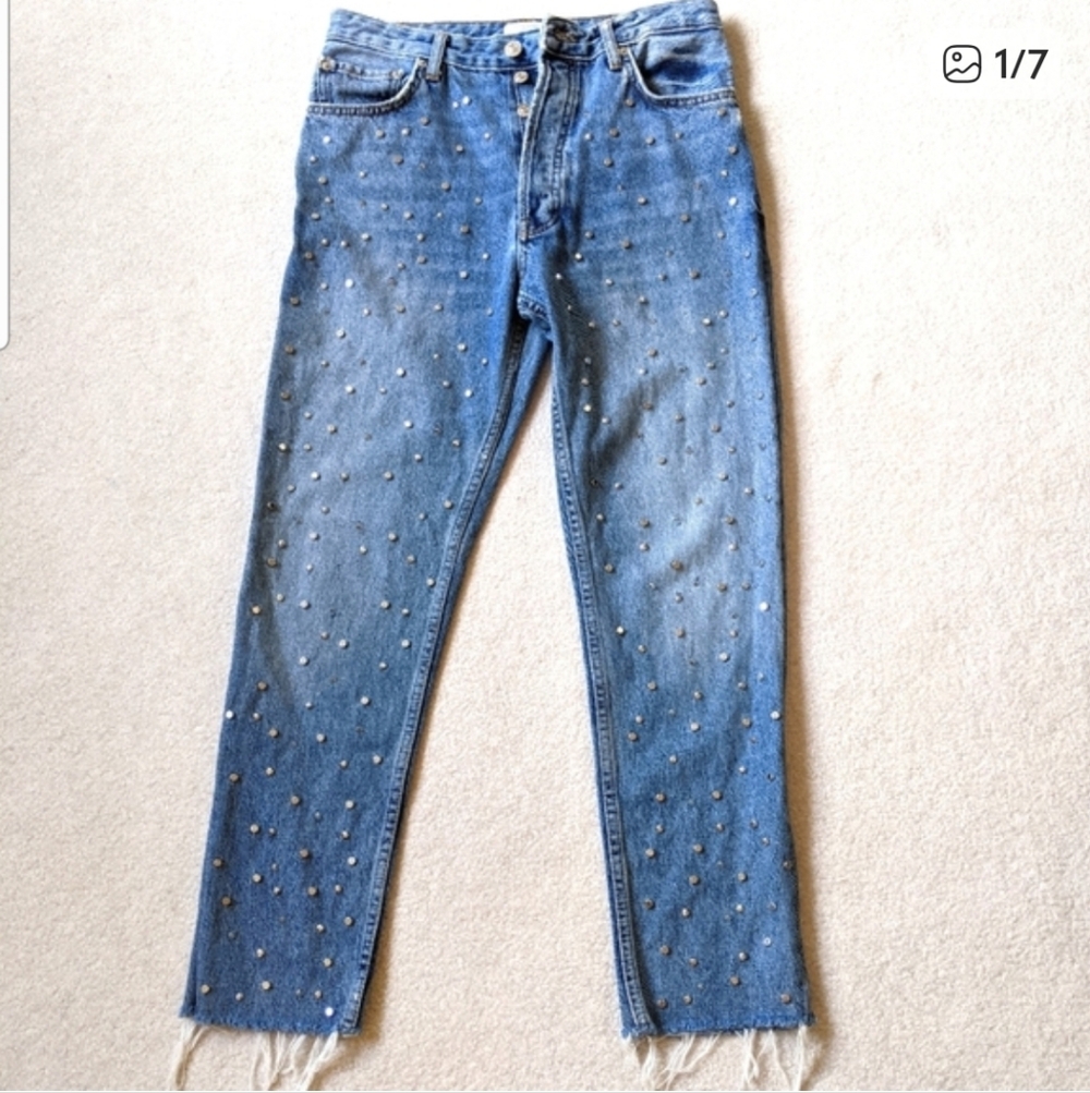 Zara studded high waisted jeans Sz 26